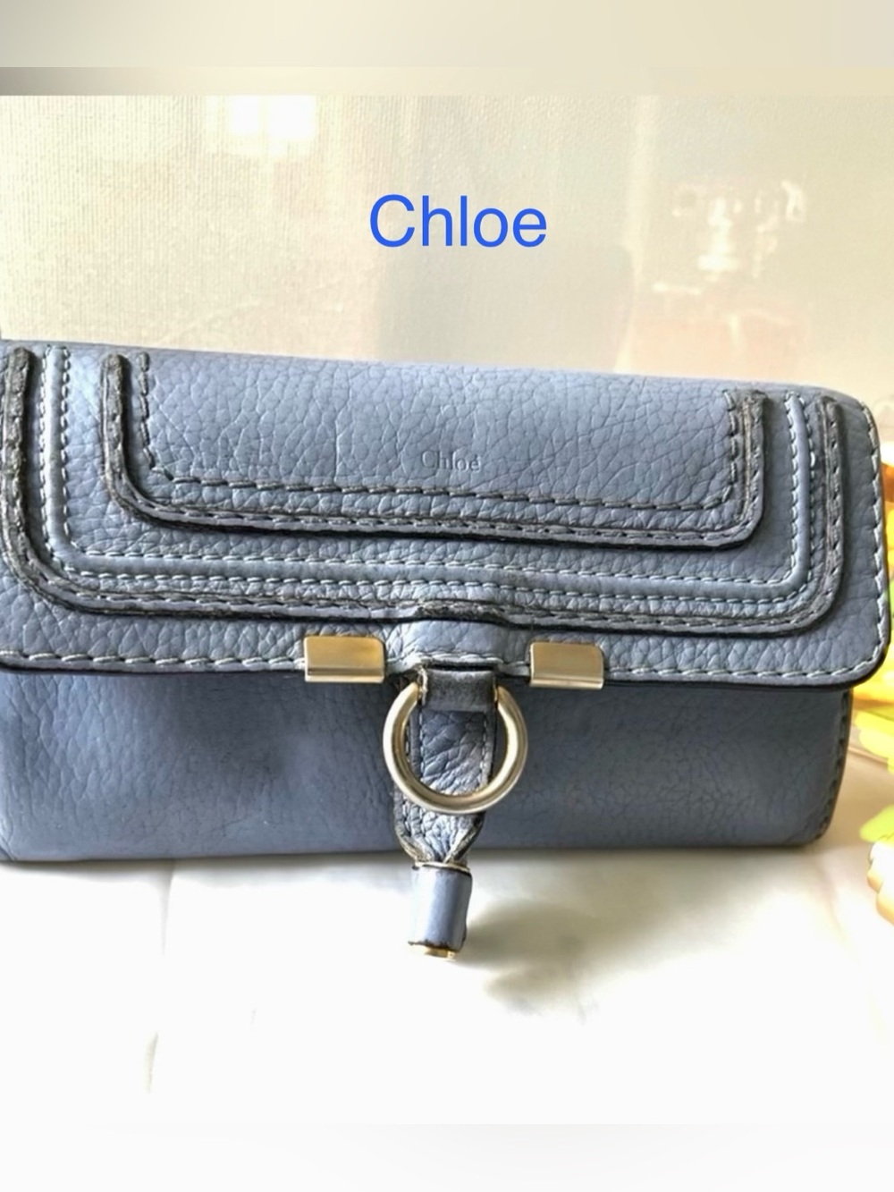 Authentic Chloé Maurice Light
Blue Leather Long Wallet